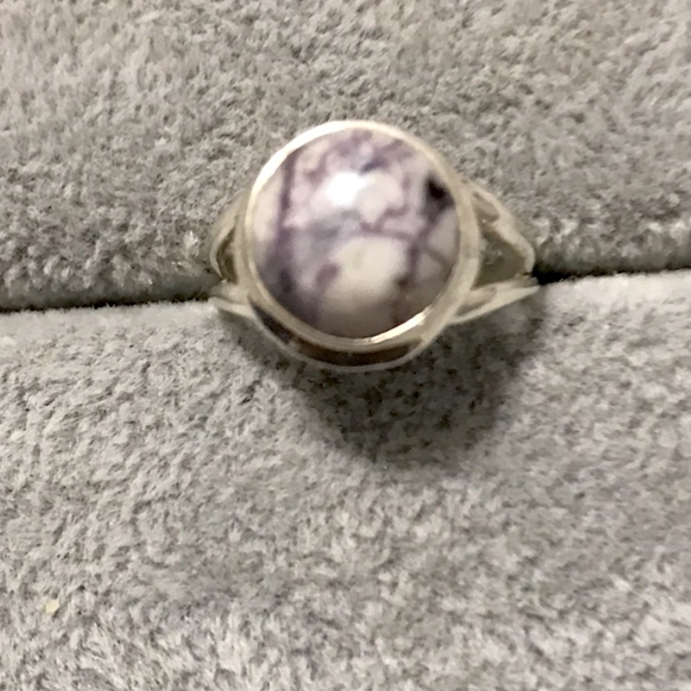 New Sterling Silver Genuine Purple Utah Tiffany Stone Round Ring Size 5.75 Gem